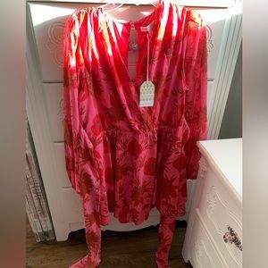 BNWT tie front pink floral romper